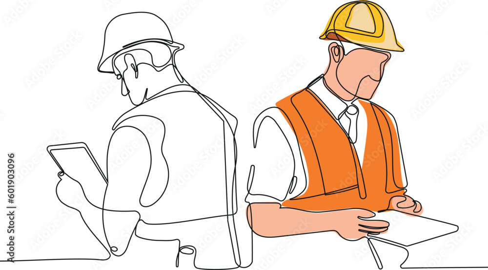 construction manager and engineer working on building site. Vector illustration construction manager and engineer working on building site. Vector illustration