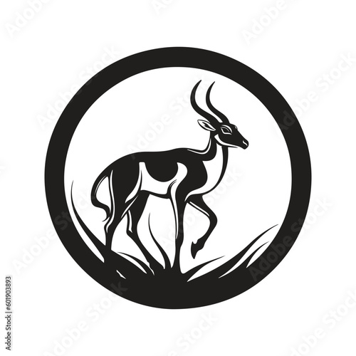 springbok, vintage logo line art concept black and white color, hand drawn illustration