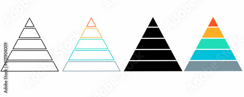 outline silhouette Pyramids icon for infographics set isolated on white background photo