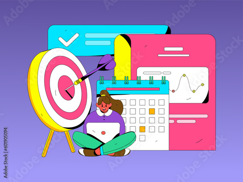 Marketing Planning Business People Flat Vector Concept Operation Hand Drawn Illustration
