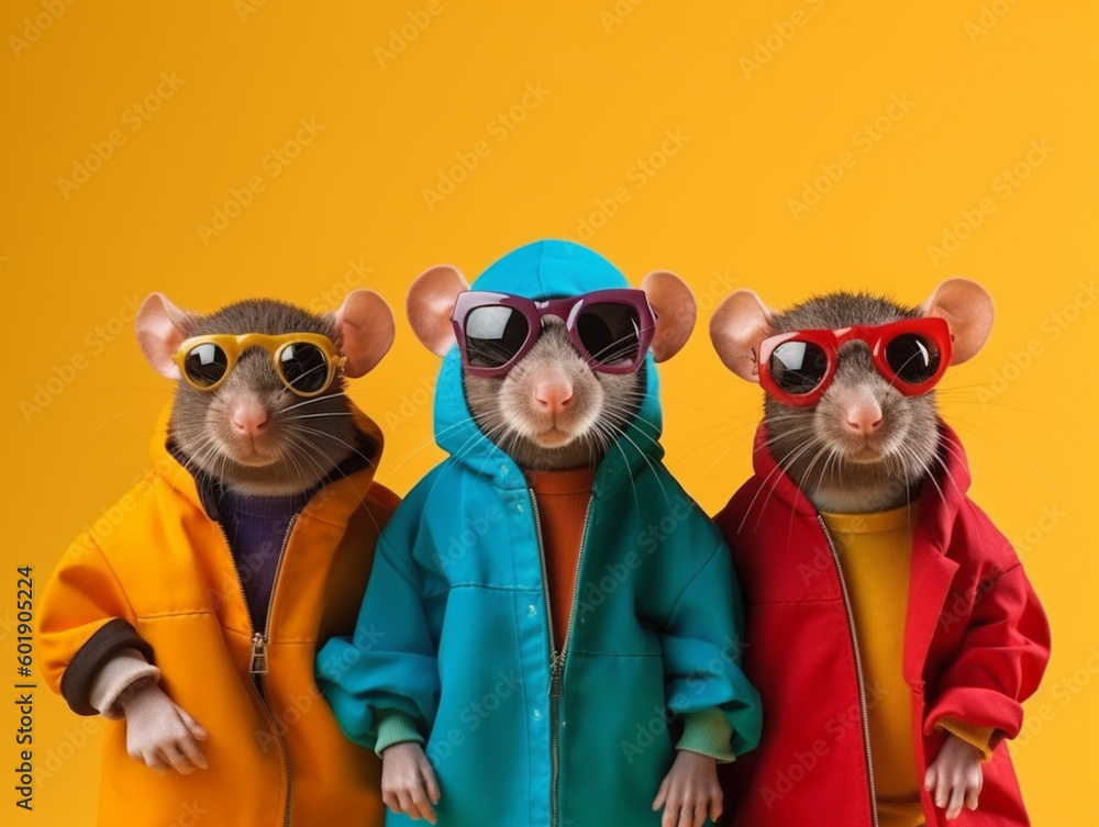 Popstar Rats in a Fashionable and Vibrant Group Photo | Generative AI