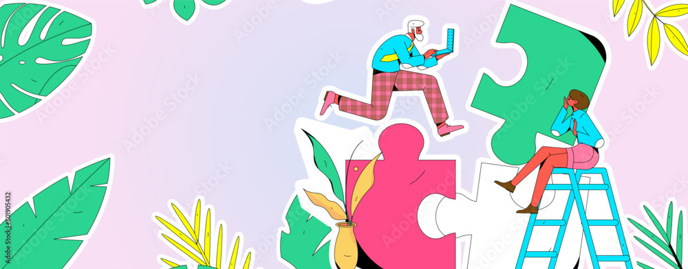 Fototapeta premium Marketing Planning Business People Flat Vector Concept Operation Hand Drawn Illustration 