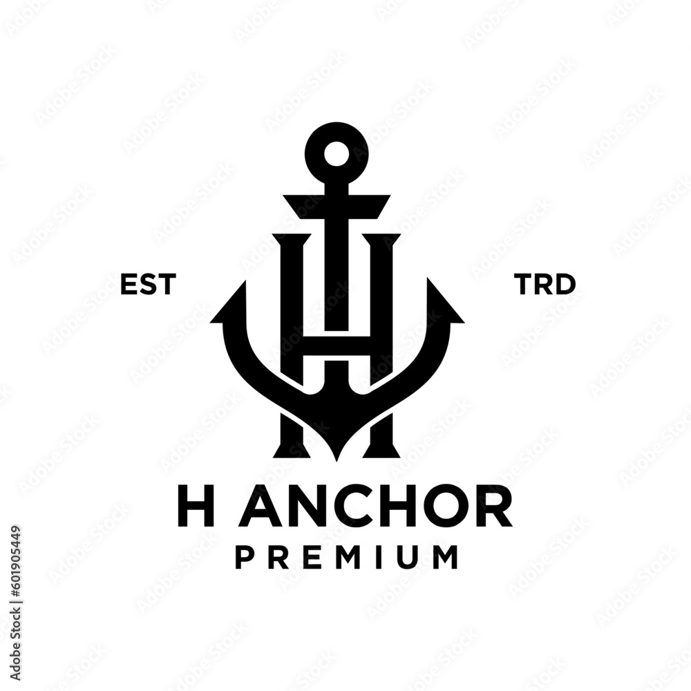 H Anchor letter initial design icon logo H Anchor letter initial design icon logo