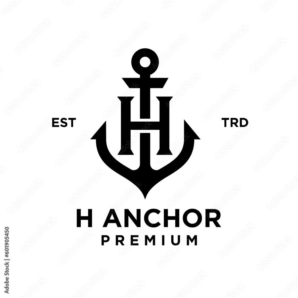 H Anchor letter initial design icon logo H Anchor letter initial design icon logo