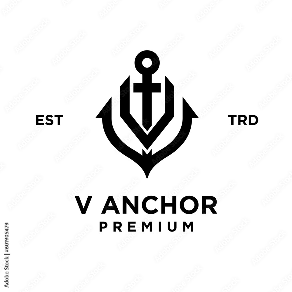 v Anchor letter initial design icon logo v Anchor letter initial design icon logo