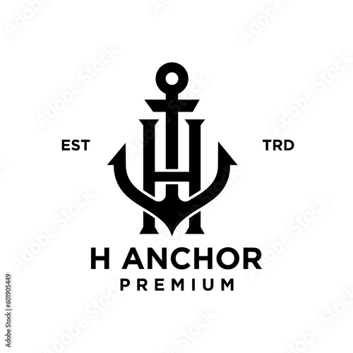 H Anchor letter initial design icon logo