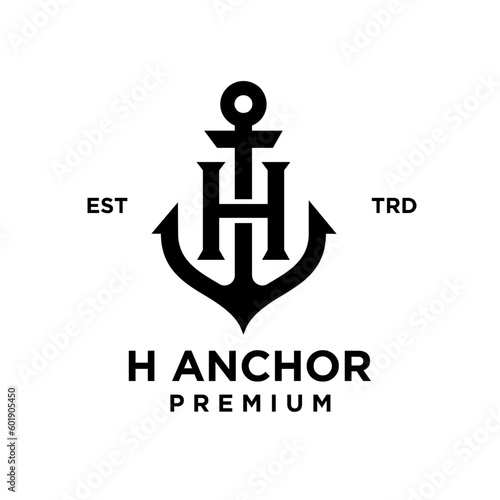 H Anchor letter initial design icon logo