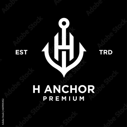 H Anchor letter initial design icon logo