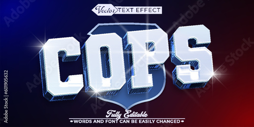 Police Cops Vector Editable Text Effect Template Fototapet