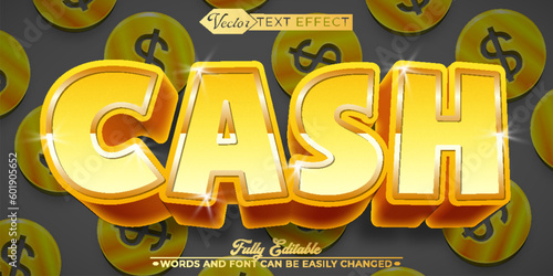 Cartoon Golden Cash Vector Editable Text Effect Template