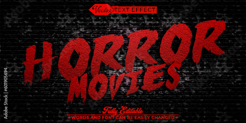 Red Blood Horror Movies Vector Editable Text Effect Template