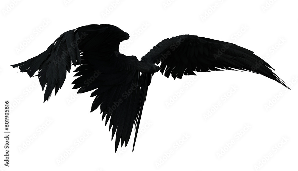 Naklejka premium 3d rendering black fantasy angel wings isolated