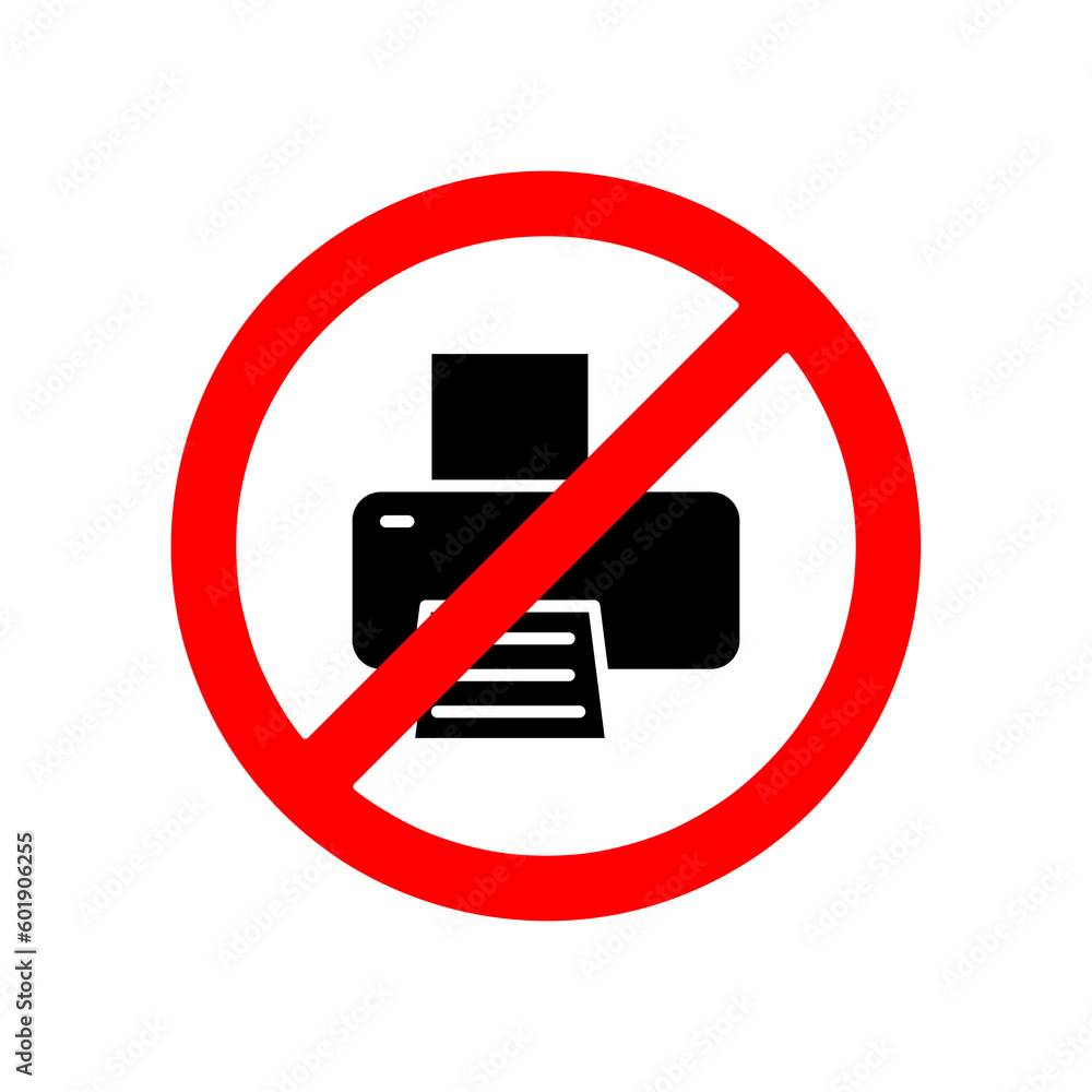 No or Stop. Office equipment symbol. Prohibited ban stop symbol. No printer icon. Vector.eps No or Stop. Office equipment symbol. Prohibited ban stop symbol. No printer icon. Vector.eps