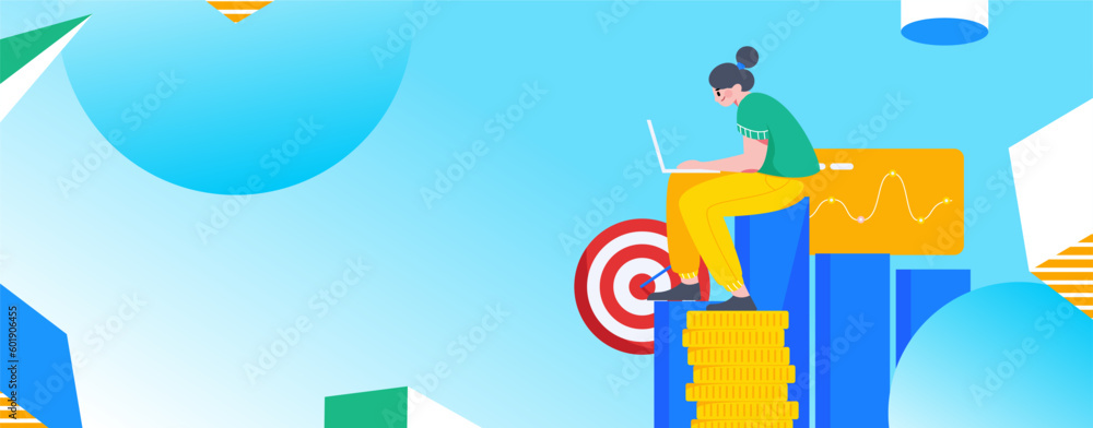 Obraz premium Marketing Planning Business People Flat Vector Concept Operation Hand Drawn Illustration 