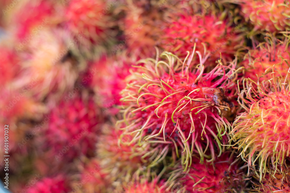 Rambutan, Red peel of rambutan, Thai fruits in the market Rambutan, Red peel of rambutan, Thai fruits in the market