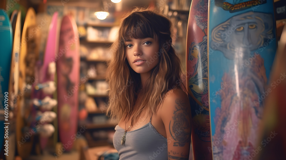 Surf Shop Girl - generative ai