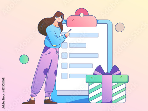 Invite friends to conduct questionnaire survey flat vector concept operation hand drawn illustration
