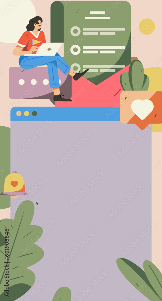 Fototapeta premium Invite friends to conduct questionnaire survey flat vector concept operation hand drawn illustration
