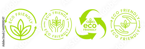 Set of eco friendly icons. Ecologic food stamps. Organic natural food labels.	
