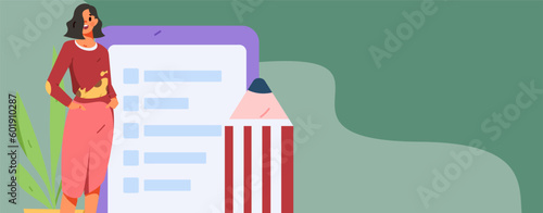 Invite friends to conduct questionnaire survey flat vector concept operation hand drawn illustration
