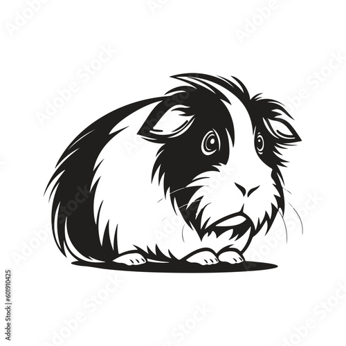 Fototapeta Naklejka Na Ścianę i Meble -  guinea pig mascot, vintage logo line art concept black and white color, hand drawn illustration