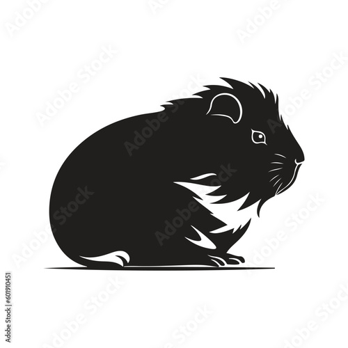 guinea pig, vintage logo line art concept black and white color, hand drawn illustration