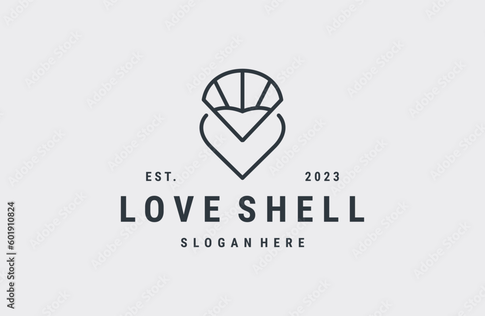 Fototapeta premium love shell logo vector icon illustration hipster vintage retro .