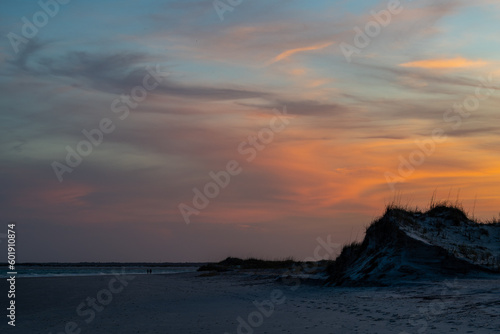 Swirly Sunset Colors over the Beach and Dunes © Tom Ramsey
