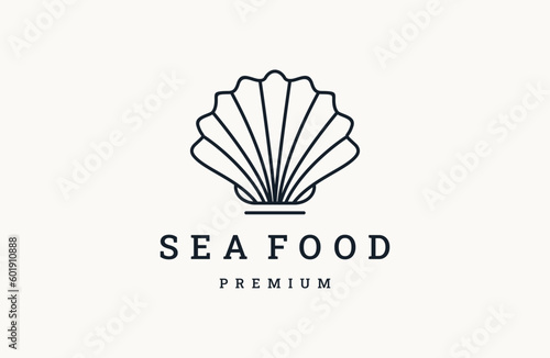 pearl shell logo vector template line style .