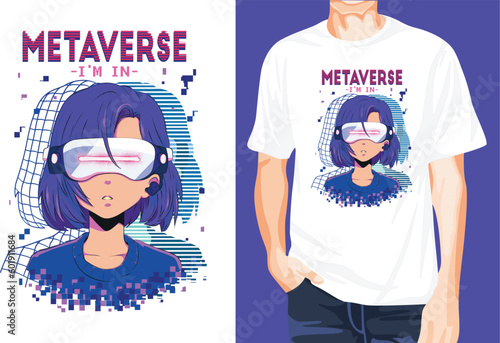 Metaverse Anime Gaming Girl t-shirt design unique idea