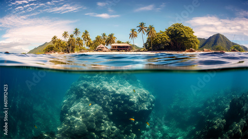 Transparência da água do mar em uma paisagem paradisíaca criado por IA © Marcelo - Foto Klin