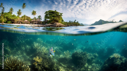 Transparência da água do mar em uma paisagem paradisíaca criado por IA © Marcelo - Foto Klin
