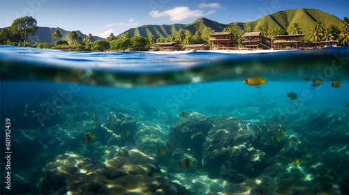 Print op canvas Transparência da água do mar em uma paisagem paradisíaca criado por IA