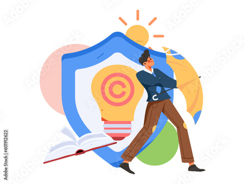Protection of Intellectual Property Flat Vector Concept Operation Hand Drawn Illustration
