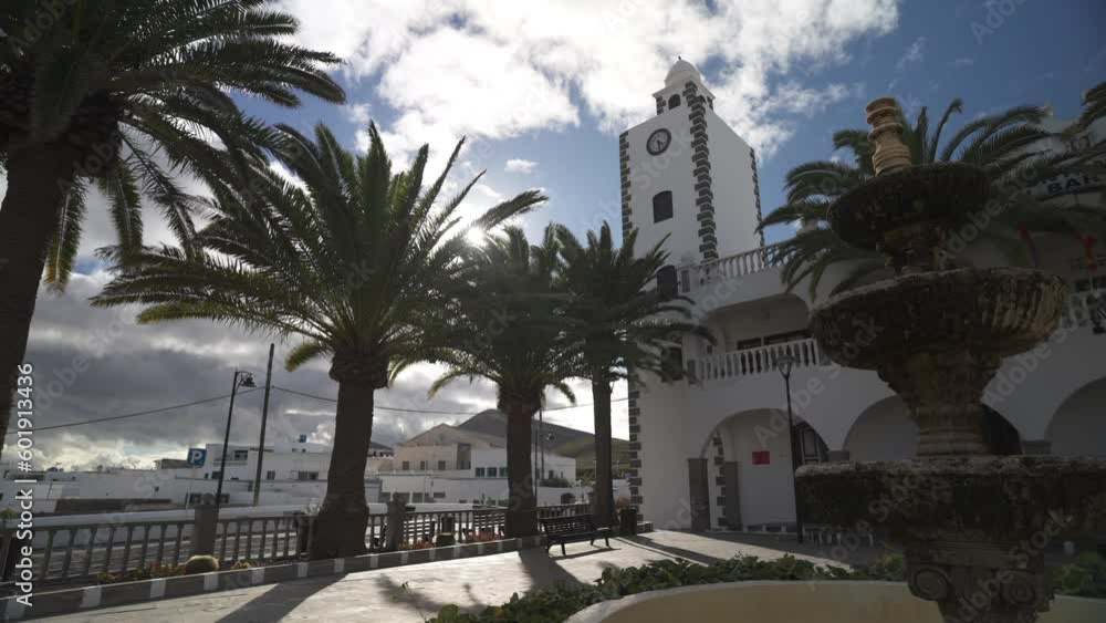Town Hall clock tower in Plaza Leon y Castillo, San Bartolome, Las Palmas, Lanzarote Town Hall clock tower in Plaza Leon y Castillo, San Bartolome, Las Palmas, Lanzarote