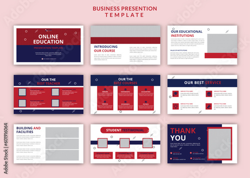 Obraz na płótnie E-Learning Education PowerPoint presentation slide template design or online education presentation design w salonie