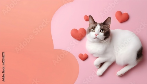 Feline Love An Adorable Portrait of a Cat Celebrating International Cat Day with a Heartwarming Message, Generative AI