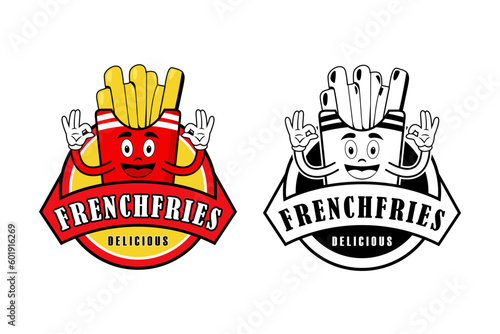 French fries logo stock vector cartoon white background