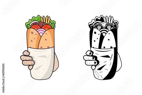 Shawarma illustration vector design logo template
