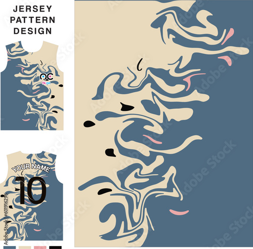 Abstract ocean concept vector jersey pattern template for printing or sublimation sports uniforms football volleyball basketball e-sports cycling and fishing Free Vector.