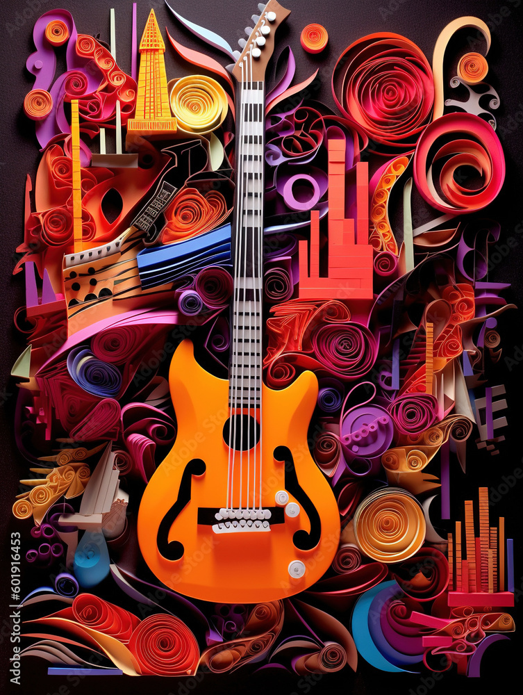 Guitar paper art style Guitar paper art style