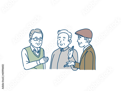 会話をする高齢者の男性