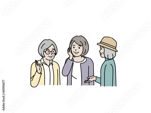 会話をする高齢者の女性