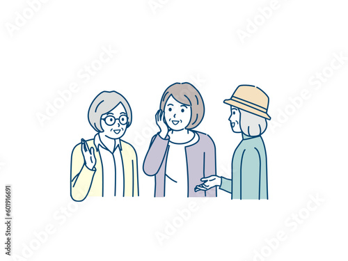 会話をする高齢者の女性
