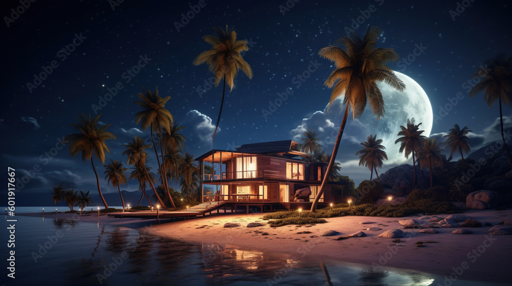 Obraz premium The night tropical island