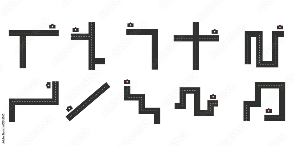 Road Map Illustration Set Collection Road Map Illustration Set Collection