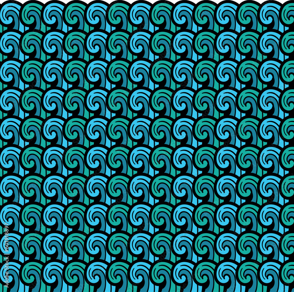 Cartoon sea or ocean with thick twisting waves Cartoon sea or ocean with thick twisting waves