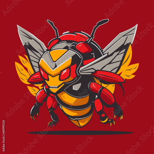 Bee Mascot Logo Game and Sports Robot style