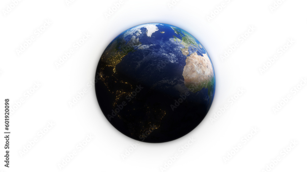 Fototapeta premium 3D Render Big Blue Earth Planet 3D Illustration Isolated Transparent Alpha PNG