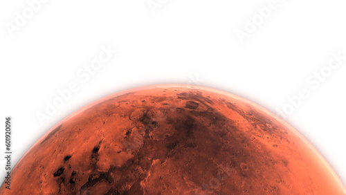 Fototapeta Naklejka Na Ścianę i Meble -  3D Render Close Up Mars Planet On Galaxy Space Star Field 3D Illustration Isolated Transparent Alpha PNG